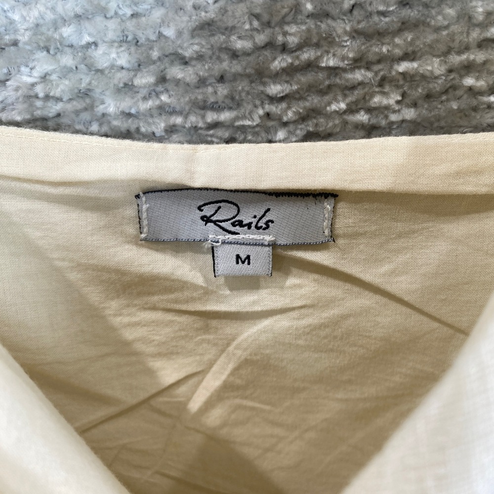Rails Lizzie Bisque 100% Linen Button Front Midi Slip Dress Cream Womens Medium - Picture 5 of 10